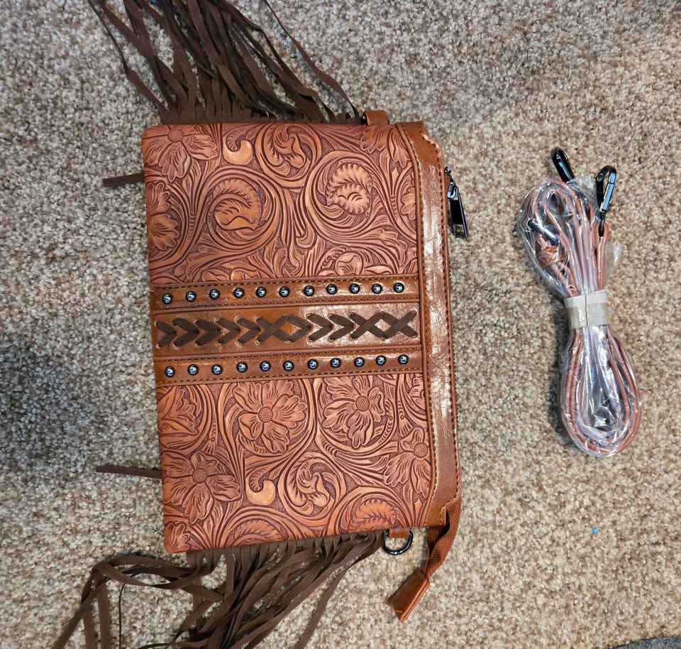 Brown Fringe Western Crossbody Bag