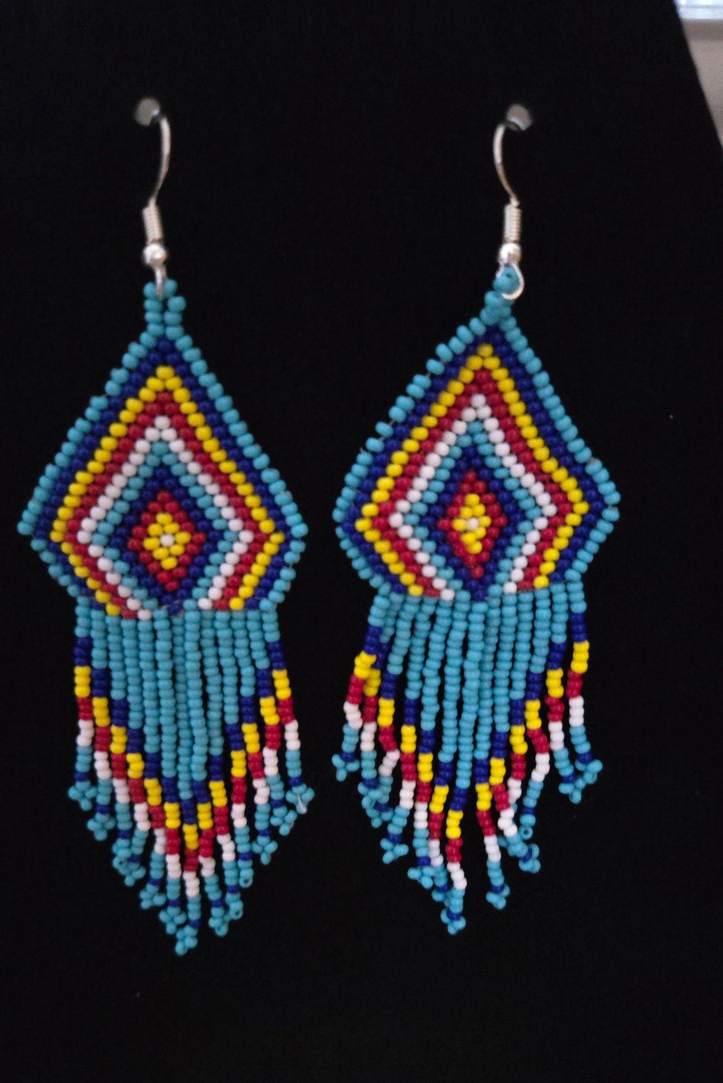 Handmade Blue Multi-Color Choker Necklace and Earrings Set