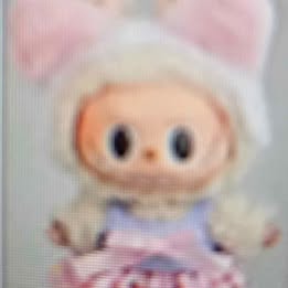 Labubu pink dress and Fuzzy Ears Outfit (clothing only, doll no included)