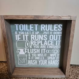 Funny Toilet rules bathroom sign - 6x6