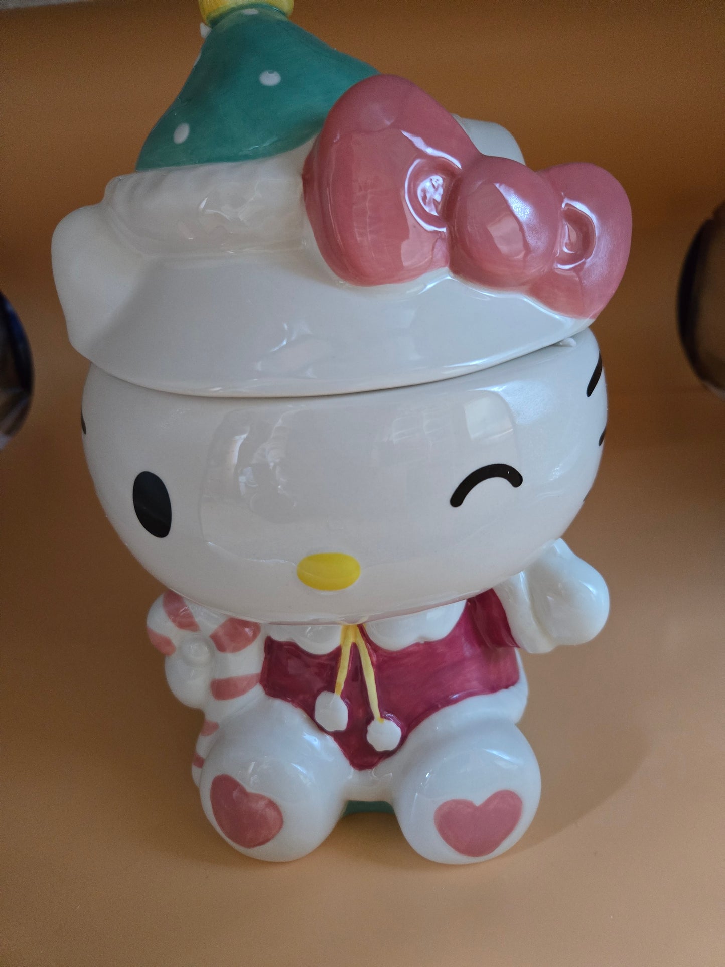 Hello Kitty Holiday Candy Cane Cookie Jar