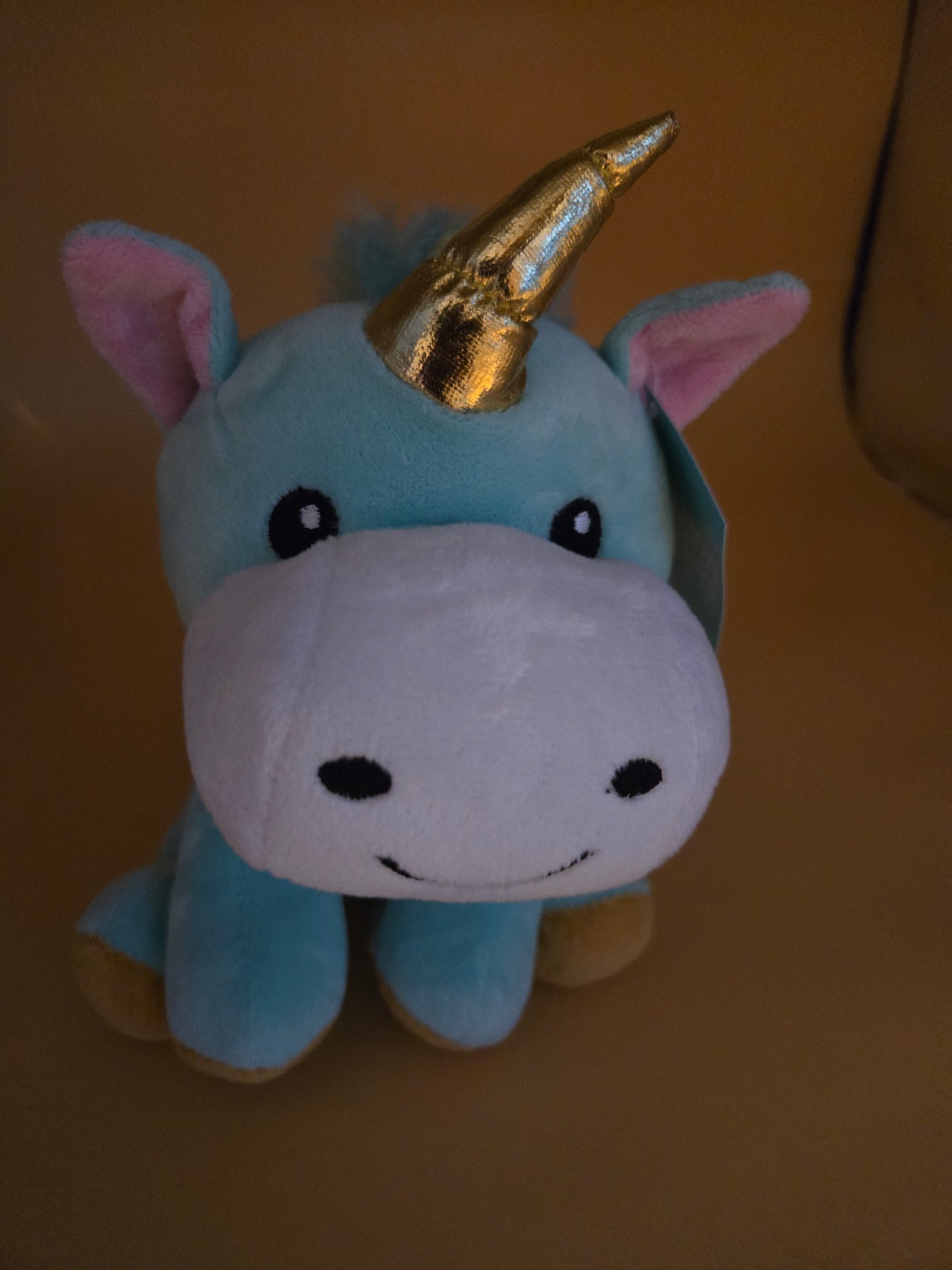 PLUSH RAINBOW UNICORN WITH GOLD HORN