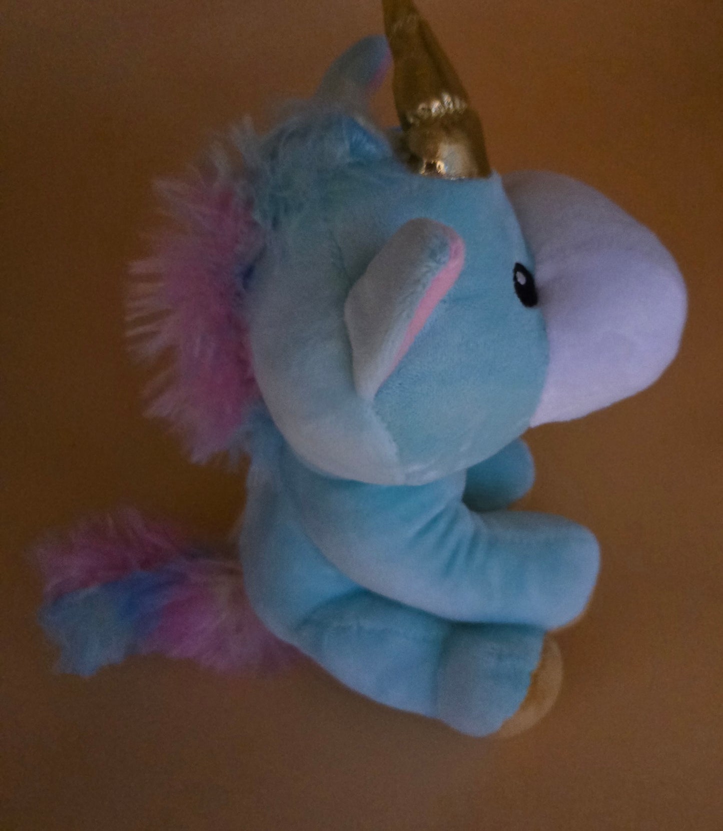 PLUSH RAINBOW UNICORN WITH GOLD HORN