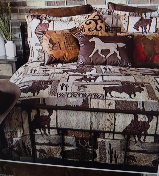 Wrangler Vintage Cowboy Southwestern Quilt Set - Queen Size