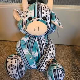 Cow Plush Backpack - Farm Pals - Teal Aztec