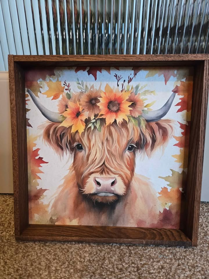 Fall Farm Highland Cow Wall Art