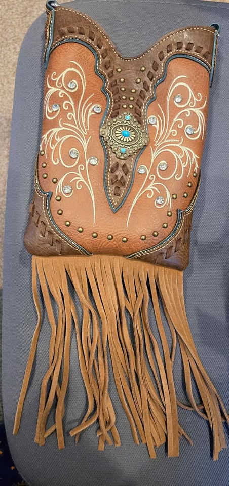 Fringe Western Crossbody Messenger Pouch