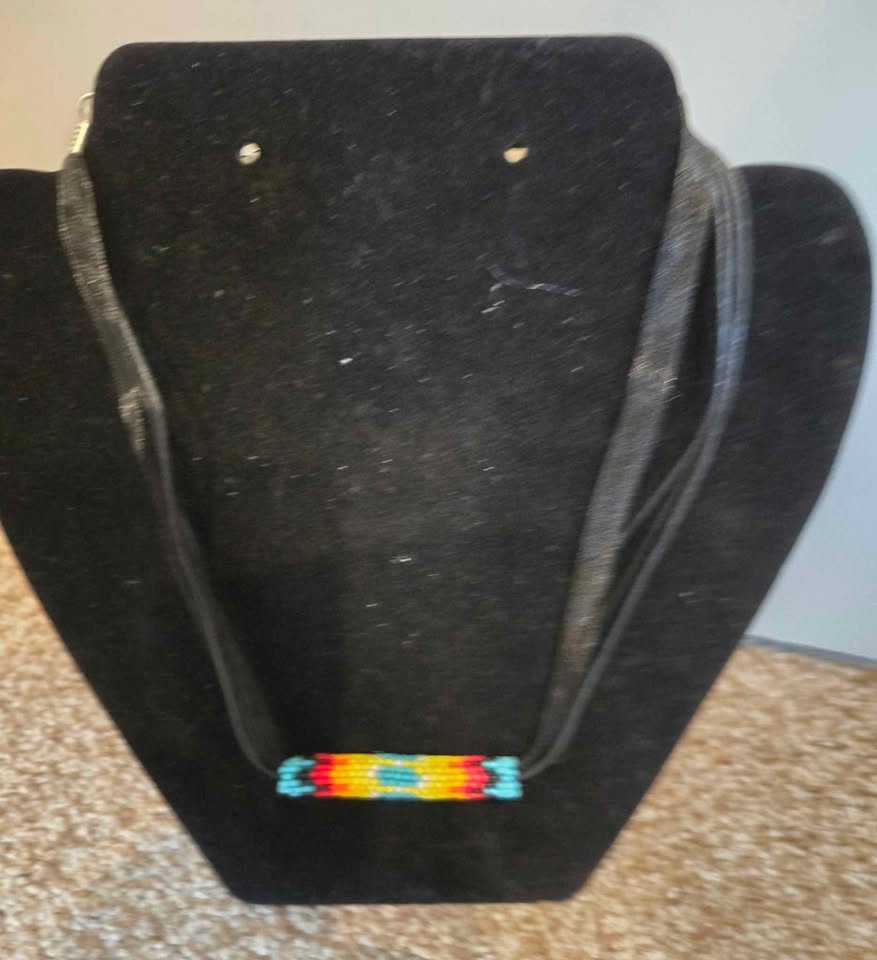 Handmade Beaded Native Inspired Style Organza Cord Necklace