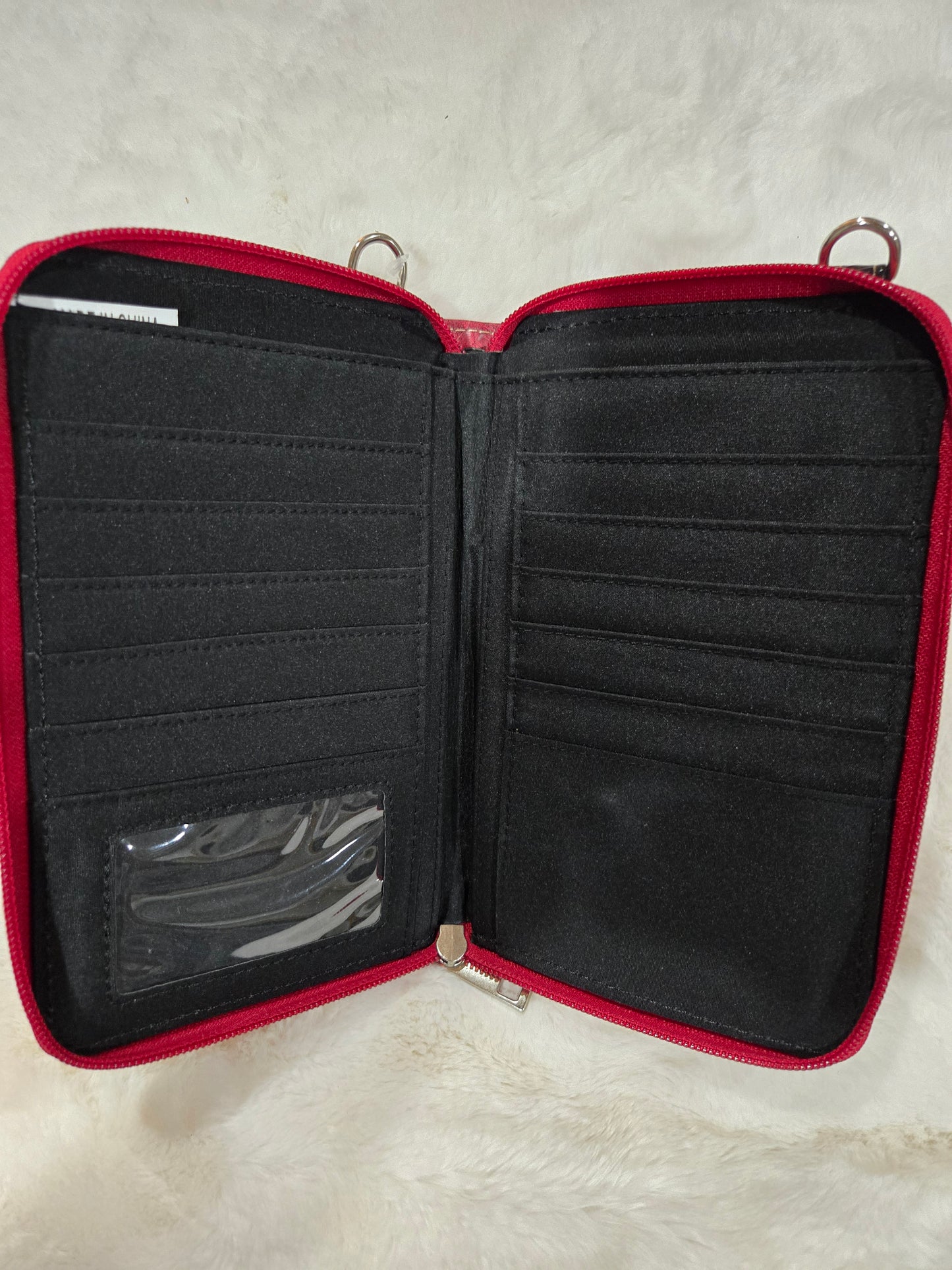 Turquoise Stone Feather Tooled Leather Western Phone Wallet/Red