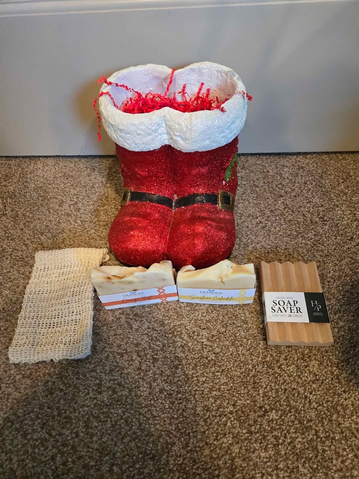 Santa Boot Planter gift basket